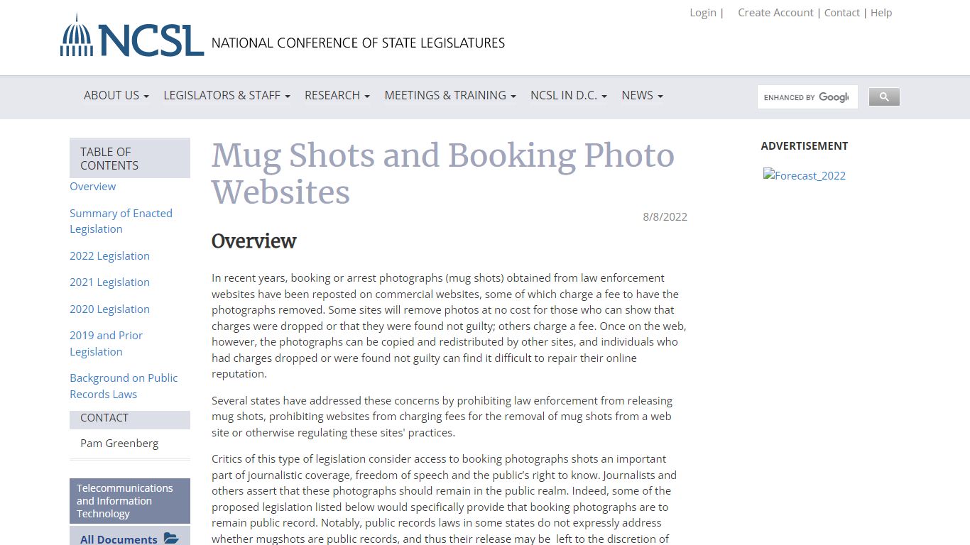 Mug Shots and Booking Photo Websites - National Conference of State ...